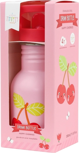 A Little Lovely Company stainless steel drinking bottle 350 ml – cheerful cherries