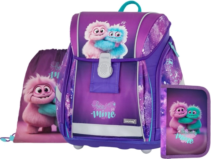 OXYBAG skolas komplekts 3 gab. Premium Light Monster – mugursoma, maisiņš un penālis