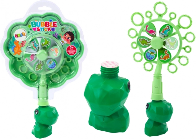 Burbuļpūtējs ar vēja rotoru – dinozaurs ar zaļu trauku