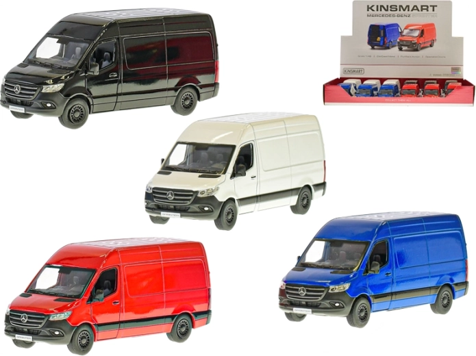Kinsmart Mercedes‑Benz Sprinter metāla modelis 1:48 ar atveramām durvīm