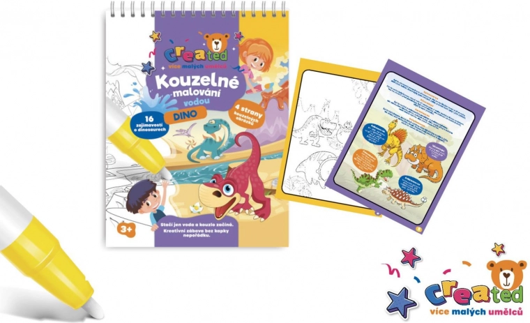 Burvīgā krāsošana ar ūdeni – bloks, 4 lapas – Dinosauři