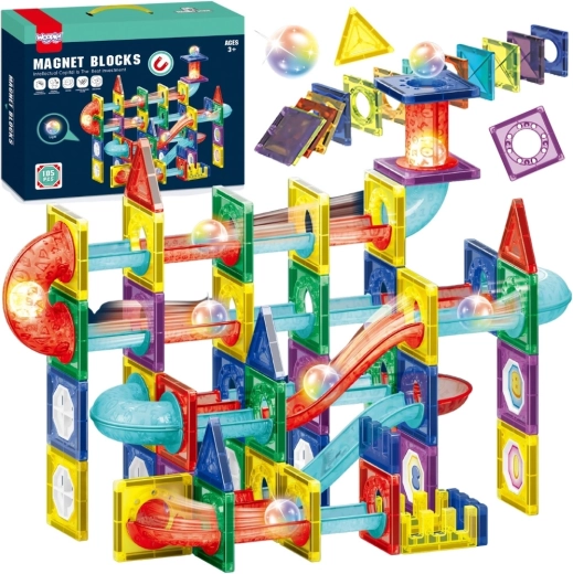 Woopie Magnetic Building Set 3D – Educational Marble Run, 105 Pieces