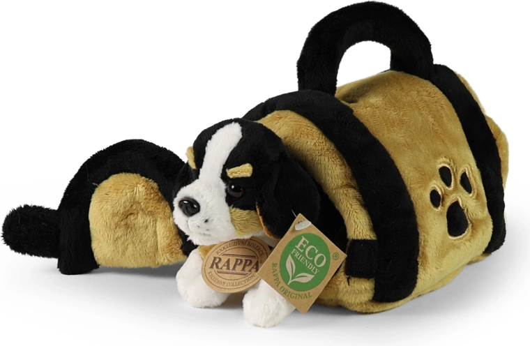 Plush Bernese Mountain Dog in Carrier 15 cm eco-friendly