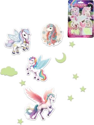 Glow-in-the-dark unicorn and night sky stickers - 1 piece