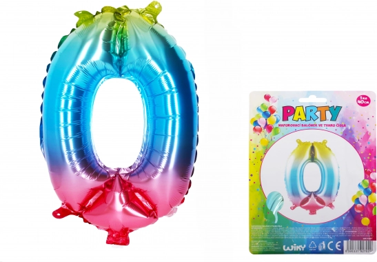 Varavīksnes balons skaitļa 0 formā – 40 cm