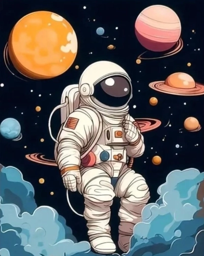 Dimantu gleznošana astronauts 30 × 40 cm