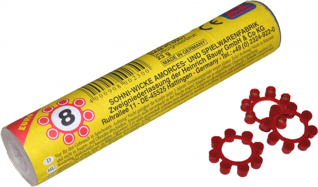 Kapsulas rotaļu pistolēm ar 8 šāvieniem tubā