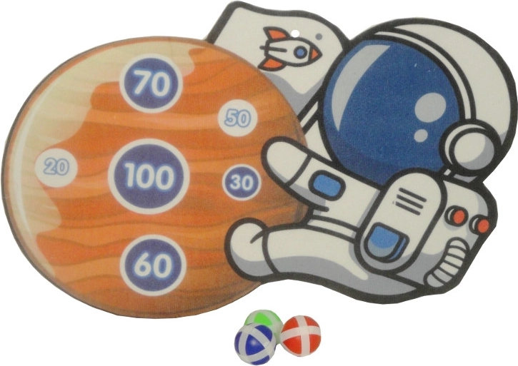 Bērnu mērķa spēle ar lipīgām (Velcro) bumbiņām – kosmosa motīvs astronauts