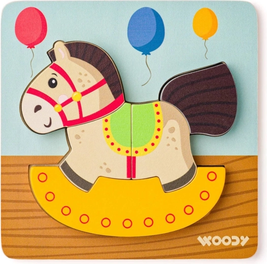 WOODY Baby Wooden Peg Puzzle with Rocking Horse – 5 Pieces