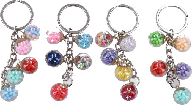 Atslēgu piekariņš ar stikla bumbiņām, krāsu mikss