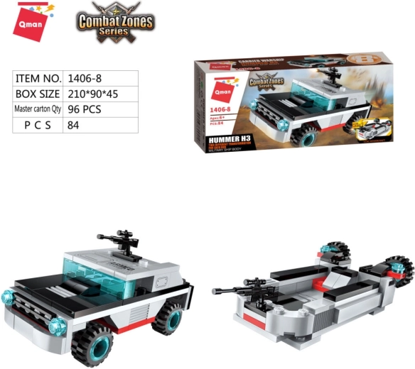 Qman Aircraft Carrier auto Hummer H3 2v1 būvkomplekts (84 detaļas)