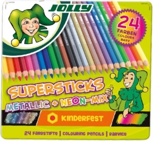 Supersticks krāsu zīmuļi 24 krāsas, tostarp metāliskās un neona