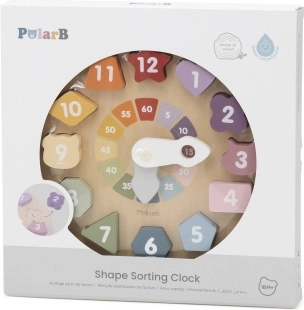 Wooden shape sorter clock for learning time