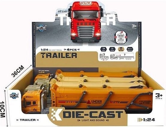 Metal truck with trailer, lights and sounds, 39 cm - 1 piece