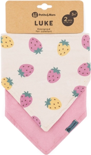Petite&Mars bandana bib Luke 2 pcs beige kiwis & misty green
