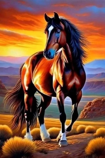 Norimpex diamond painting – brown horse at sunset 30 × 40 cm