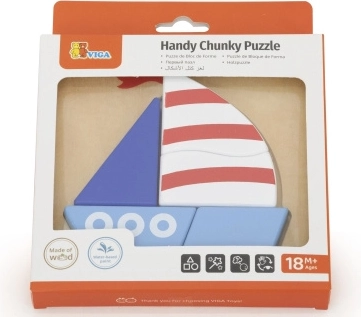 VIGA wooden peg puzzle with sailboat for toddlers