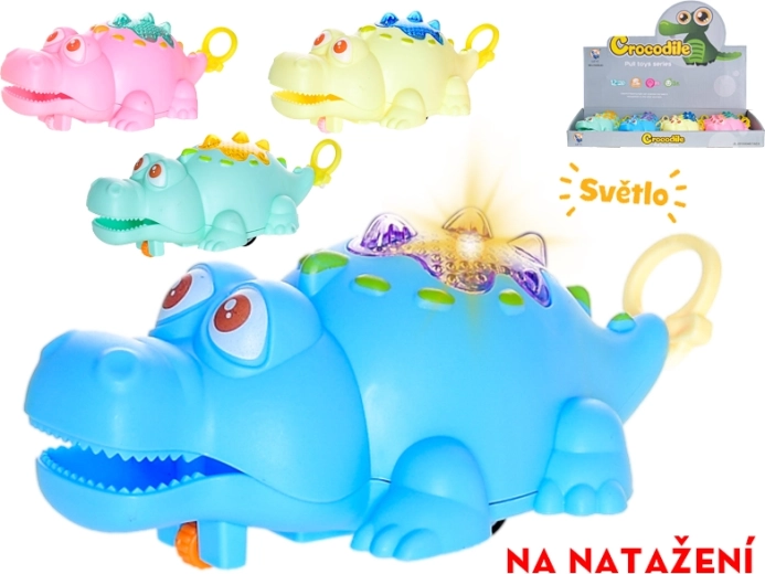 Uzvelkams braucošs krokodils ar gaismu 11 cm