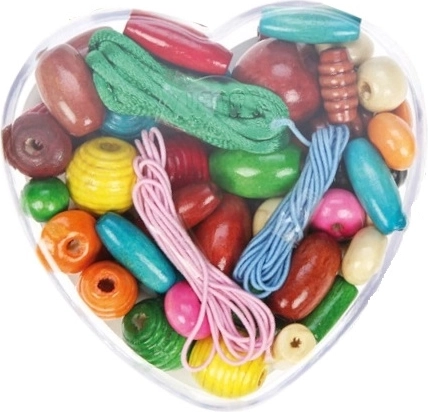 Lena wooden beads in a heart-shaped jar