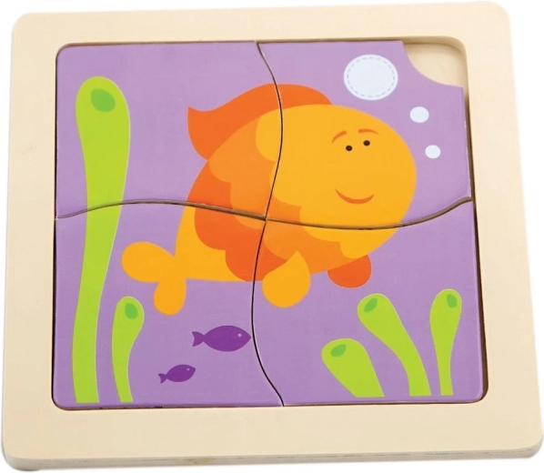 VIGA Wooden Puzzle Fish 4 Pieces