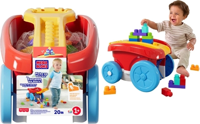 Mega Bloks klucīšu ratiņi ar 20 detaļām