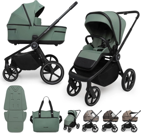 Muuvo Five kombinētie bērnu rati 2in1 Pine Green