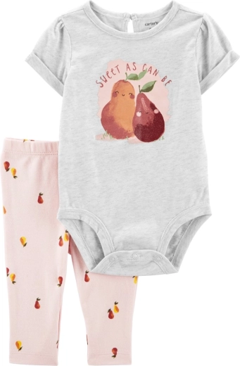 CARTER'S divdaļīgs komplekts: bodijs ar īsām piedurknēm un legingi Grey Pears meitenei – 9m
