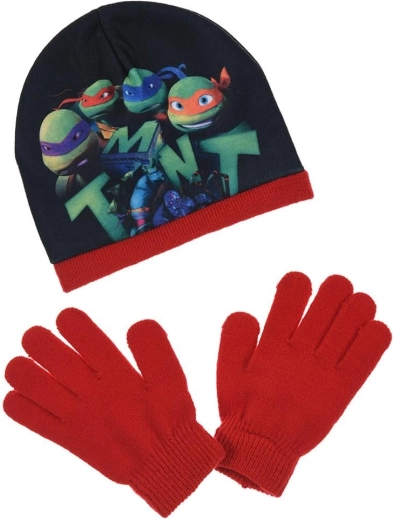 Sarkana Ninja bruņurupuču cepure un cimdi