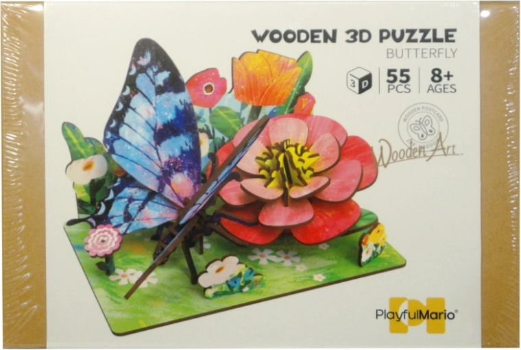 Wooden 3D DIY Puzzle – Meadow with Butterfly and Flowers