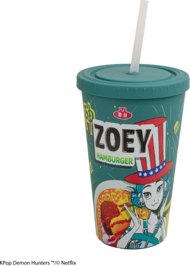 K-pop Demon Hunters mug with straw Zoey Hamburger - 1 piece