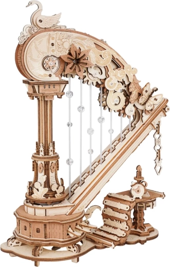 Robotime 3D mechanical wooden music box model kit – Magic Harp