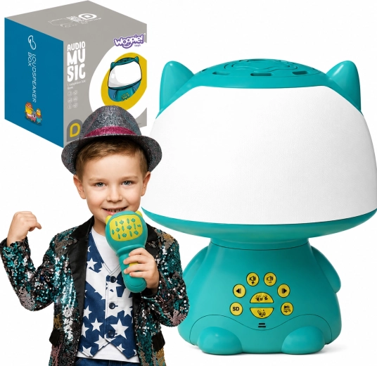 Woopie multifunctional RGB lamp with Bluetooth speaker and karaoke microphone, turquoise