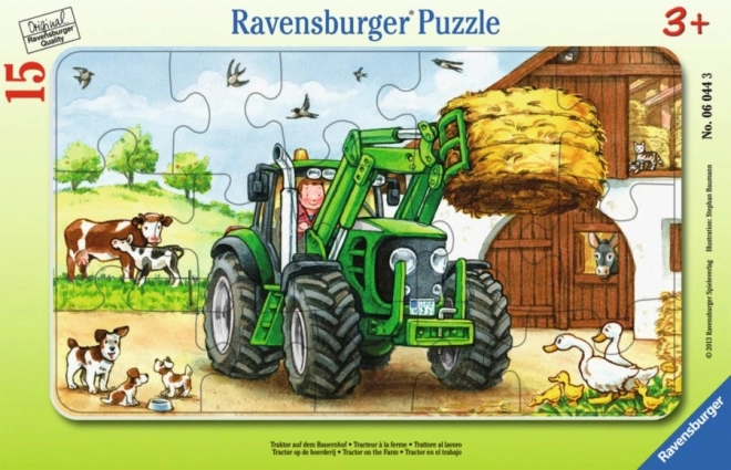 15 Piece Puzzle with Frame, Tractor on the Field