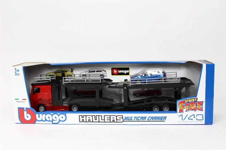 Bburago StreetFire Car Transporter Mercedes-Benz Actros 1:43 with Renault Captur