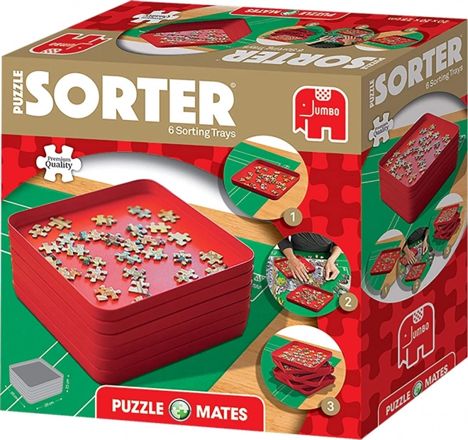 Puzļu šķirošanas trauciņu komplekts – 6 bļodiņas, sarkanas, 20 × 20 cm JUMBO PUZZLE MATES
