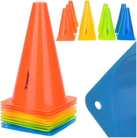 Treniņu konusi 10 gab. TRIZAND 23 cm – krāsainas sporta marķēšanas zīmes