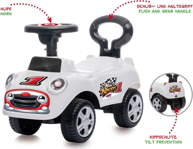 JAMARA Mini Racer 2 vienā stumjamais auto un staigulītis, balts