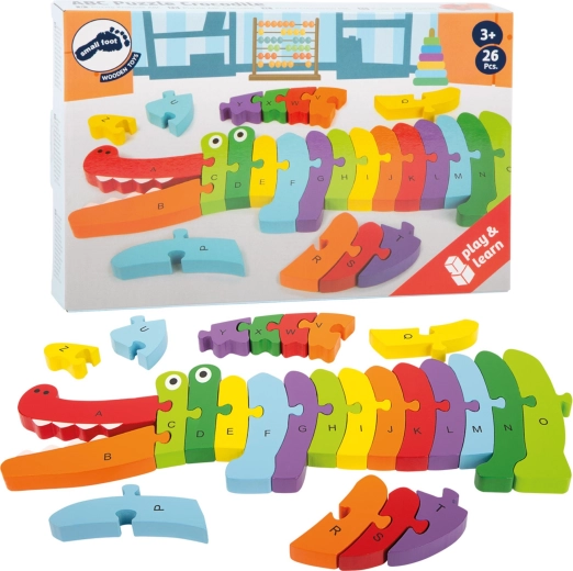 Wooden crocodile puzzle for learning the alphabet