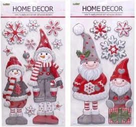 Ziemassvētku dekorācija sienai un logam ar sniegavīru vai rūķi 47,5 × 24,5 cm