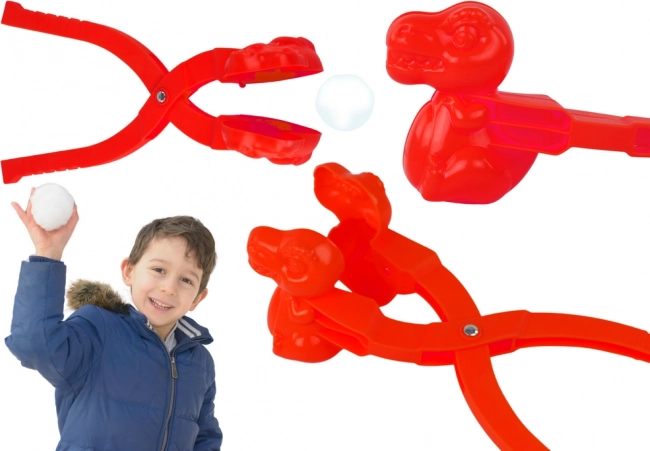 Sniega bumbu veidotājs dinozaurs sarkans