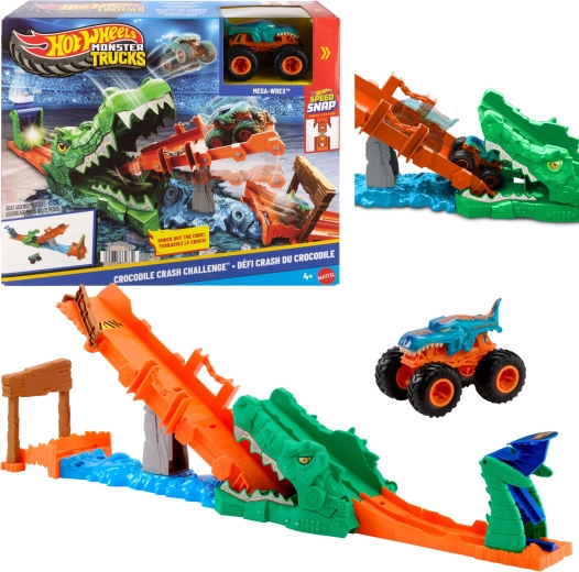 Hot Wheels Monster Trucks krokodila kaskadieru komplekts ar auto Mega Wrex