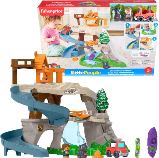 Fisher-Price Little People lielais kalnu piedzīvojums – rotaļu komplekts ar trasi un slidkalniņu