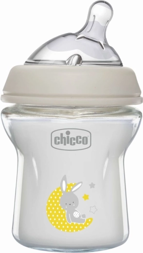 Chicco zīdaiņu pudele Natural Feeling, stikla, 150 ml, pretkoliku, neitrāla, no 0 mēnešiem