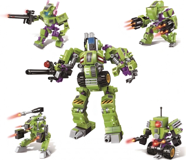 Qman Policijas robotu celtniecības komplekts 4-in-1