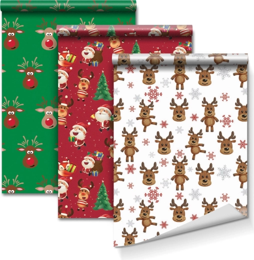 Dāvanu papīrs ar trim rakstiem 70 × 150 cm