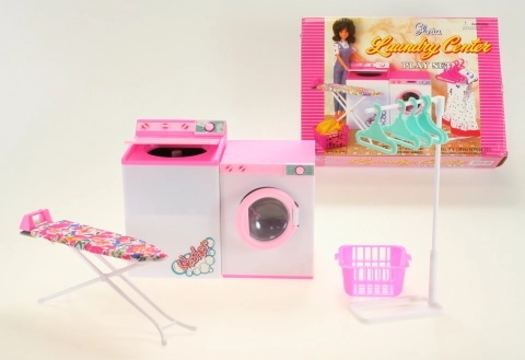Glorie veļas komplekts lellēm ar veļasmašīnu, žāvētāju un gludināmo dēli