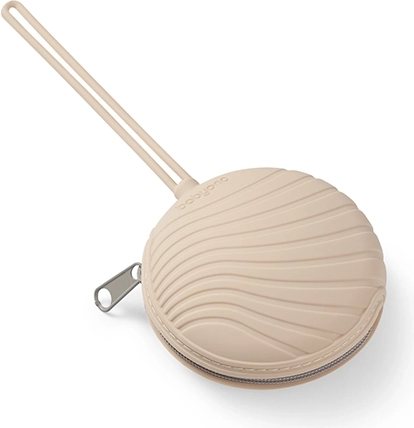 BabyOno silicone pacifier case with zipper, beige