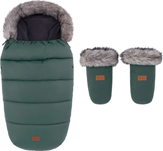 Petite&Mars Comfy 4-in-1 winter footmuff with Fjora stroller mittens, Veritable Khaki