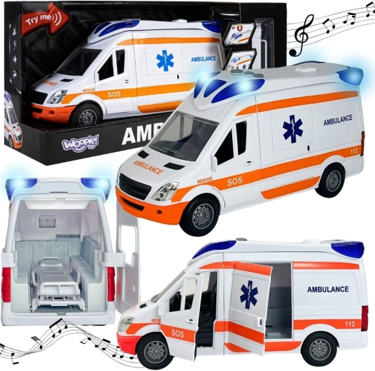 Woopie ambulance with stretcher and light and sound effects