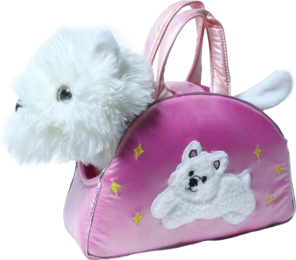 Plush Dog in a Satin Handbag 27 cm